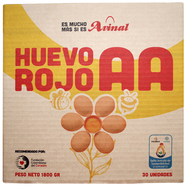HUEVO AVINAL AA ROJO 30U FUNDA BIODEGRA